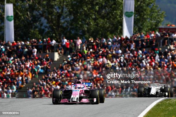 Sergio Perez of Mexico driving the Sahara Force India F1 Team VJM11 Mercedes on track during the Formula One Grand Prix of Austria at Red Bull Ring...