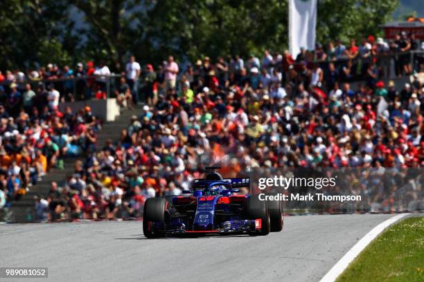 Brendon Hartley of New Zealand driving the Scuderia Toro Rosso STR13 Honda on track during the Formula One Grand Prix of Austria at Red Bull Ring on...