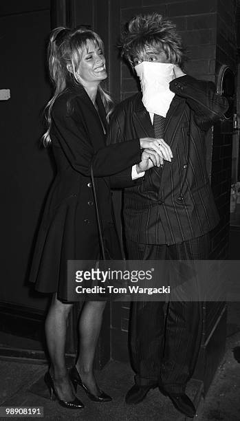 Rod Stewart and Kelly Emberg at Tramp Club on May 9, 1988 in London, England.