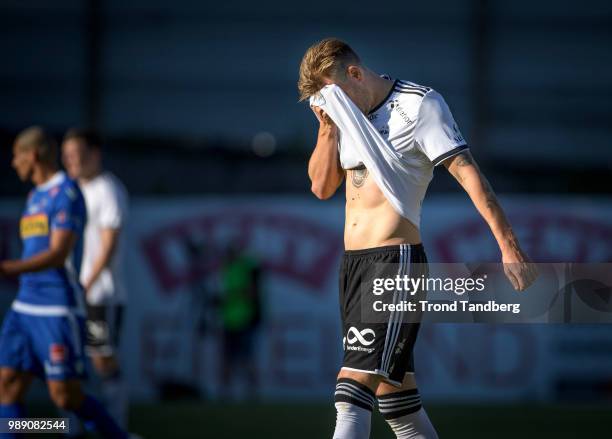 Nicklas Bendtner of Rosenborg during Sandefjord v Rosenborg at Komplett Arena on July 1, 2018 in Sandefjord, Norway.