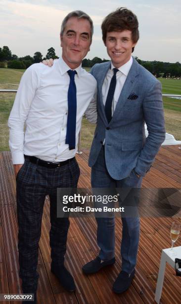 James Nesbitt and Eddie Redmayne attend the Audi Polo Challenge at Coworth Park Polo Club on July 1, 2018 in Ascot, England.