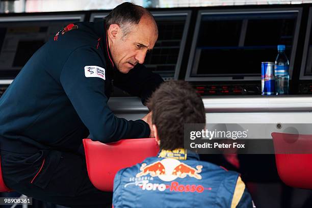 Scuderia Toro Rosso Team Principal Franz Tost is seen during practice for the Spanish Formula One Grand Prix at the Circuit de Catalunya on May 7,...