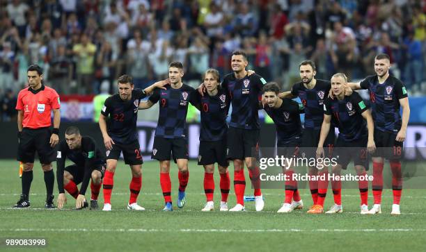 Players of Croatia watch the peanlty shoot out during the 2018 FIFA World Cup Russia Round of 16 match between Croatia and Denmark at Nizhny Novgorod...