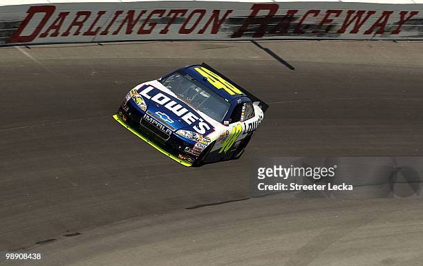 Jimmie Johnson, driver of the Lowe's Chevrolet, drives during practice for the NASCAR Sprint Cup Series SHOWTIME Southern 500 at Darlington Raceway...