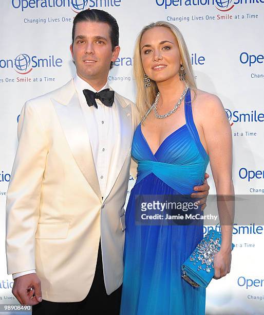 Donald Trump Jr. And Vanessa Trump walk the red carpet during the Operation Smile Annual Gala at Cipriani, Wall Street on May 6, 2010 in New York...