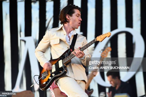 The Arctic Monkeys play their headline set on the main stage during day 3 of the 2018 TRNSMT festival at Glasgow Green, Glasgow, July 1, 2018.