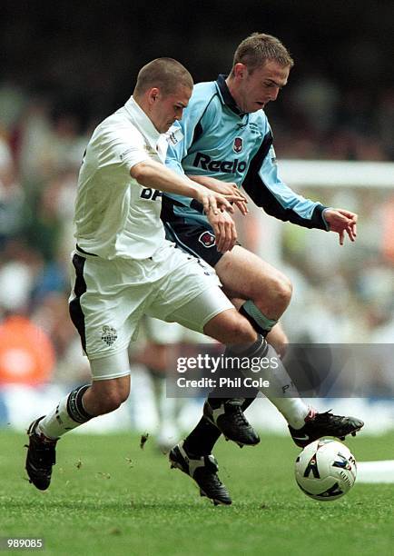 Per Frandsen of Bolton battles for the ball with David Healy of Preston during the match between Bolton Wanderers and Preston North End in the...