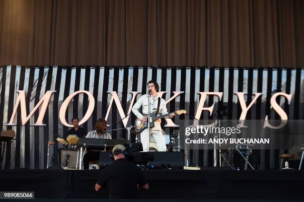 The Arctic Monkeys play their headline set on the main stage during day 3 of the 2018 TRNSMT festival at Glasgow Green, Glasgow, July 1, 2018.