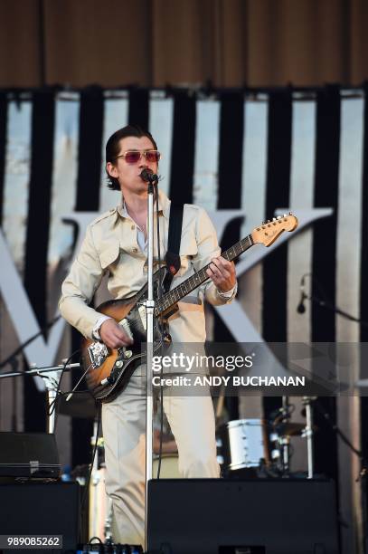 The Arctic Monkeys play their headline set on the main stage during day 3 of the 2018 TRNSMT festival at Glasgow Green, Glasgow, July 1, 2018.