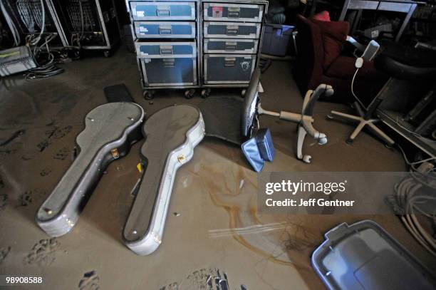 Flooded equiptment belonging to the country music band Little Big Town sits in the city's largest musician equiptment storage faciltiy, Soundcheck...