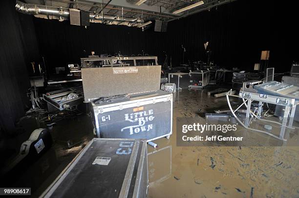 Flooded equiptment belonging to the country music band Little Big Town sits in the city's largest musician equiptment storage faciltiy, Soundcheck...