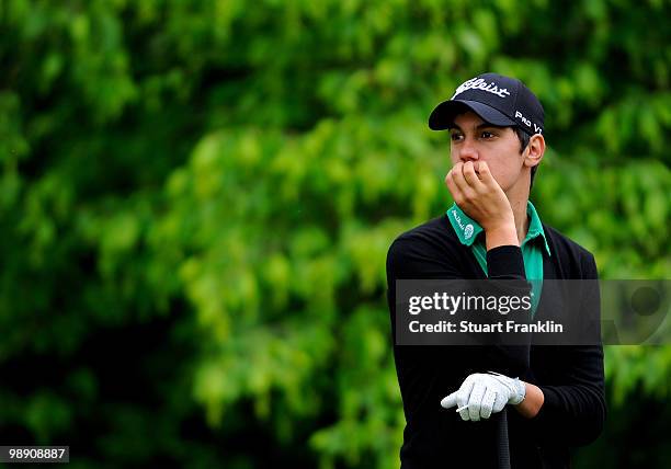 Matteo Manassero of Italy ponders during the second round of the BMW Italian Open at Royal Park I Roveri on May 7, 2010 in Turin, Italy.