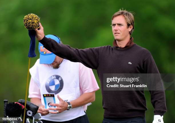 Nicolas Colsaerts of Belguim selects his club on the 17th hole during the second round of the BMW Italian Open at Royal Park I Roveri on May 7, 2010...
