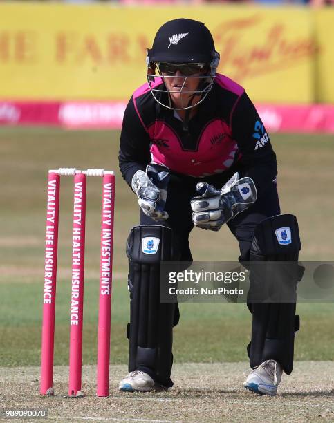 Katey Martin of New Zealand Women during International Twenty20 Final match between England Women and New Zealand Women at The Cloudfm County Ground,...
