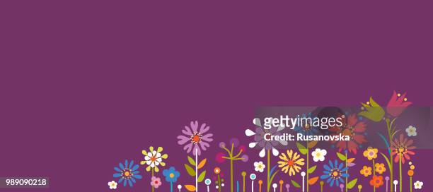 ilustraciones, imágenes clip art, dibujos animados e iconos de stock de fondo de flores de verano - happy birthday banner
