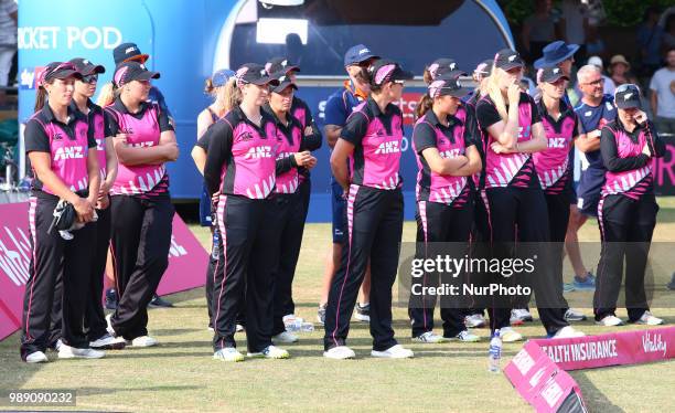 New Zealand Women players during International Twenty20 Final match between England Women and New Zealand Women at The Cloudfm County Ground,...