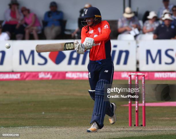 Tammy Beaumont of England Women during International Twenty20 Final match between England Women and New Zealand Women at The Cloudfm County Ground,...