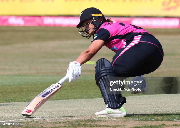 Suzie Bates of New Zealand Women during International Twenty20 Final match between England Women and New Zealand Women at The Cloudfm County Ground,...