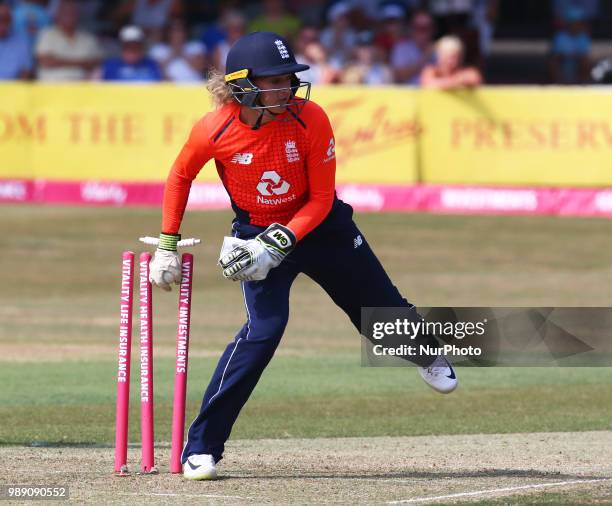 Sarah Taylor of England Women during International Twenty20 Final match between England Women and New Zealand Women at The Cloudfm County Ground,...