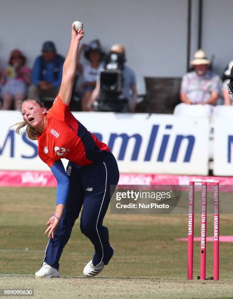 Katie George of England Women during International Twenty20 Final match between England Women and New Zealand Women at The Cloudfm County Ground,...