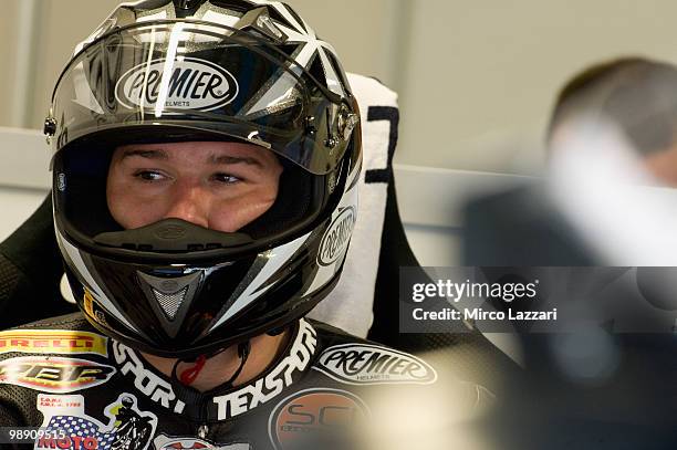 Vittorio Iannuzzo of Italy and S.C.I. Honda Garvie Image looks on in box during the the first qualifying practice of the Superbike World Championship...