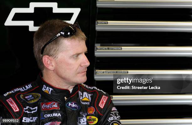 Jeff Burton, driver of the Caterpillar Chevrolet, during practice for the NASCAR Sprint Cup Series SHOWTIME Southern 500 at Darlington Raceway on May...