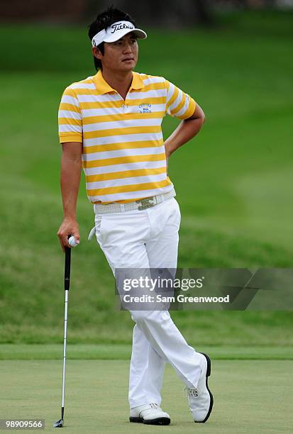 Ryuji Imada of Japan looks on from the 18th green during the second round of THE PLAYERS Championship held at THE PLAYERS Stadium course at TPC...