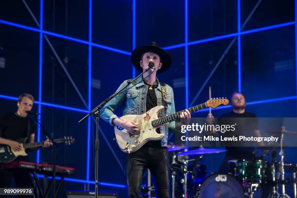 Alex Trimble of Two Door Cinema Club perfroms at Finsbury Park on July 1, 2018 in London, England.