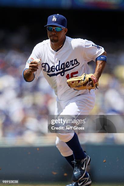 Rafael Furcal of the Los Angeles Dodgers plays against the San Francisco Giants at Dodger Stadium on April 18, 2010 in Los Angeles, California.