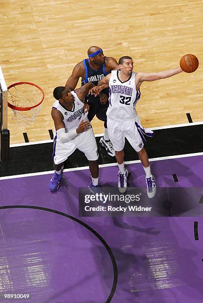 Francisco Garcia of the Sacramento Kings rebounds during the game against the Dallas Mavericks at Arco Arena on April 10, 2010 in Sacramento,...