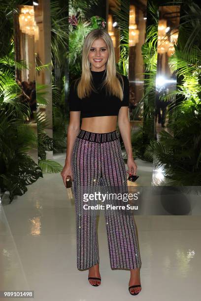 Lala Rudge attends the Azzaro Couture Haute Couture Fall Winter 2018/2019 show as part of Paris Fashion Week on July 1, 2018 in Paris, France.