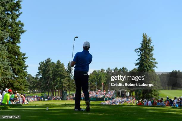 Jerry Kelly makes a tee shot on the fourth hole during the final round of the U.S. Senior Open Championship at The Broadmoor Golf Club on July 1,...