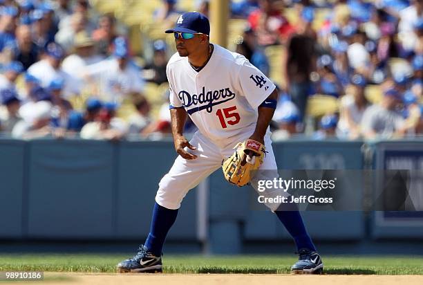 Rafael Furcal of the Los Angeles Dodgers plays against the San Francisco Giants at Dodger Stadium on April 18, 2010 in Los Angeles, California.