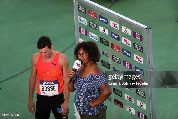 Pierre Ambroise Bosse is interwieved by Maryse Ewanje Epee, RMC Sport during the 800m the Meeting of Paris on June 30, 2018 in Paris, France.