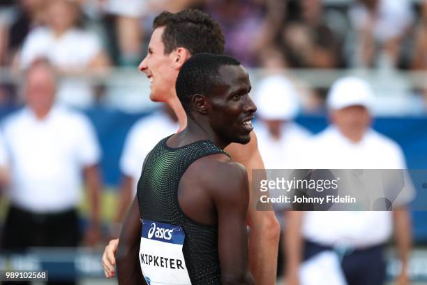 Alfred Kipketer of Kenya and Pierre Ambroise Bosse of France during the 800m the Meeting of Paris on June 30, 2018 in Paris, France.