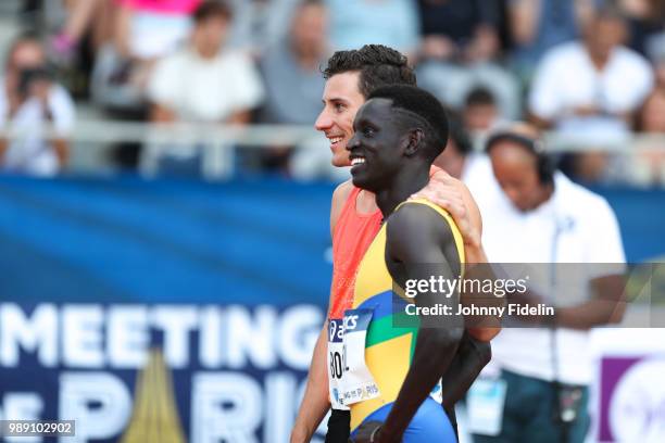 Peter Bol of Australia and Pierre Ambroise Bosse of France during the 800m the Meeting of Paris on June 30, 2018 in Paris, France.