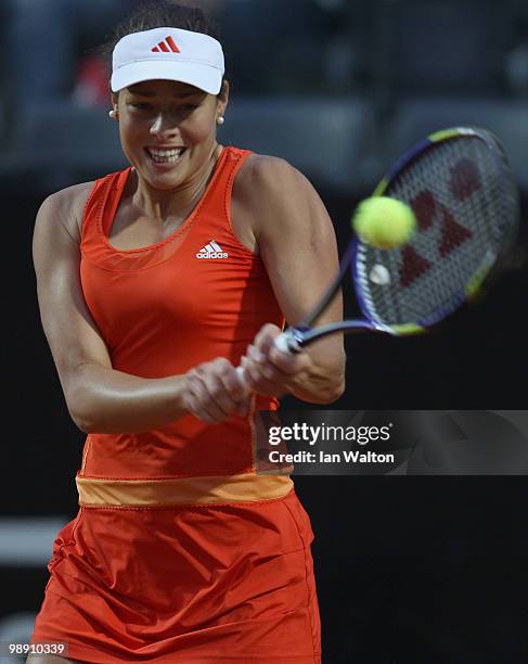 Ana Ivanovic of Serbia in action against María José Martínez Sánchez of Spain during Day Five of the Sony Ericsson WTA Tour at the Foro Italico...