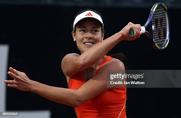 Ana Ivanovic of Serbia in action against María José Martínez Sánchez of Spain during Day Five of the Sony Ericsson WTA Tour at the Foro Italico...