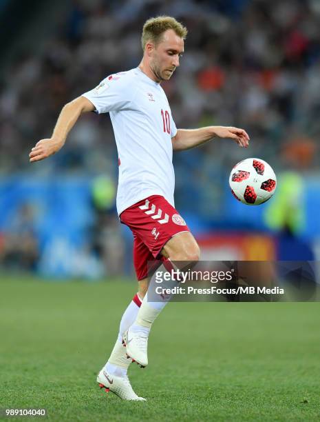 Christian Eriksen of Denmark in action during the 2018 FIFA World Cup Russia Round of 16 match between Croatia and Denmark at Nizhny Novgorod Stadium...