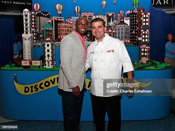 Actor Taye Diggs and "Cake Boss" Buddy Valestro attend Amtrak's National Train Day celebration at Penn Station on May 7, 2010 in New York City.