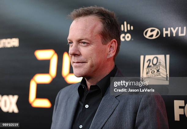 Actor Kiefer Sutherland attends the "24" series finale party at Boulevard3 on April 30, 2010 in Hollywood, California.