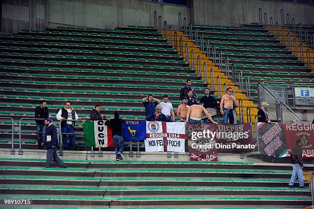 Fans of Reggina during the Serie B match between US Triestina Calcio and Reggina Calcio at Stadio Nereo Rocco on May 7, 2010 in Trieste, Italy.