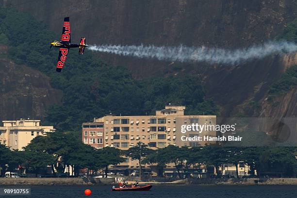 Kirby Chambliss of USA in action during the Red Bull Air Race Training Day on May 7, 2010 in Rio de Janeiro, Brazil.