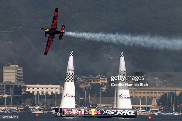 Kirby Chambliss of USA in action during the Red Bull Air Race Training Day on May 7, 2010 in Rio de Janeiro, Brazil.