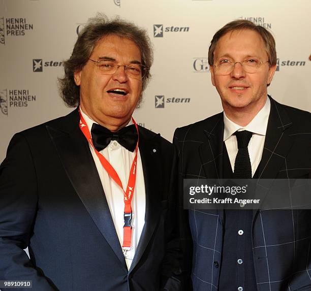 Helmut Markwort and Olli Dittrich attend the Henri-Nannen-Award at the Schauspielhaus on May 7, 2010 in Hamburg, Germany.