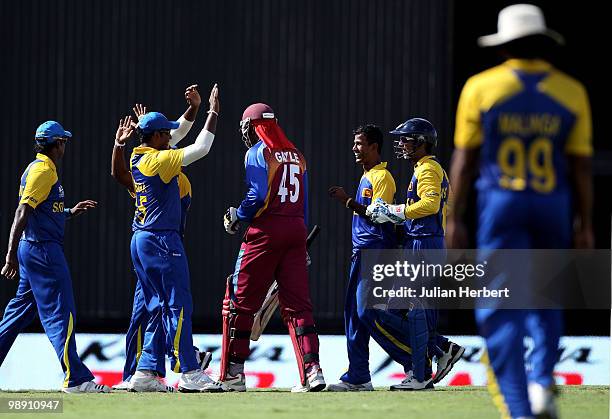 Chris Gale of The West Indies walks off after his dismissal during The ICC World Twenty20 Super Eight Match between The West Indies and India played...