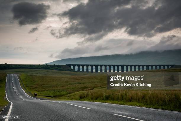 ribblehead viaduct & road - ribblehead viaduct stock pictures, royalty-free photos & images