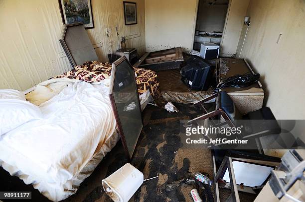 Flood damaged room at the Knights Inn near downtown on May 7, 2010 in Nashville, Tennessee. Massive rainstorms caused at least 29 deaths and the...