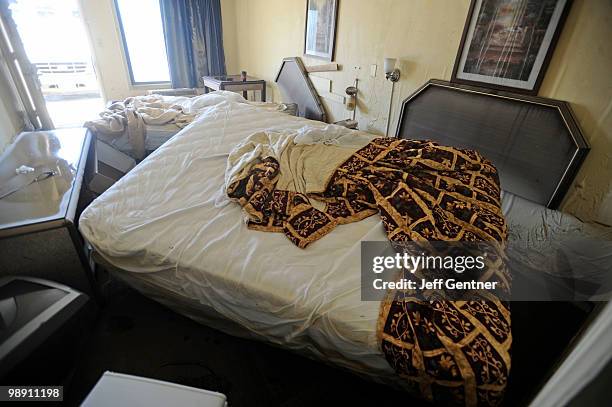 Flood damaged room at the Knights Inn near downtown May 7, 2010 in Nashville, Tennessee. Massive rainstorms caused at least 29 deaths and the...