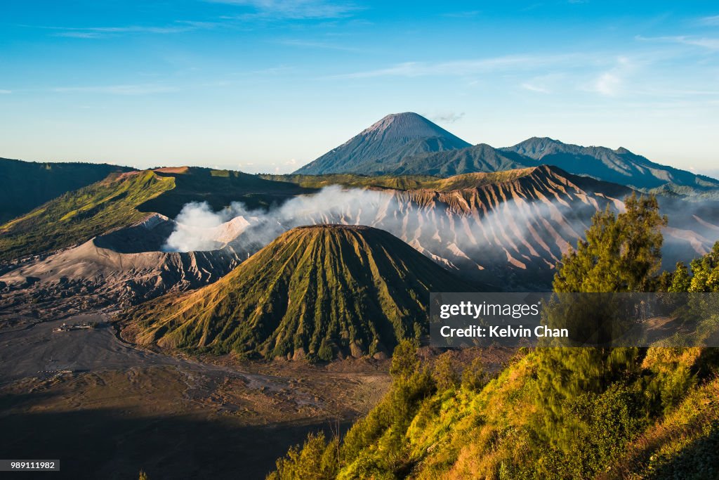 Volcanic landscape in sunlight, Java, Indonesia